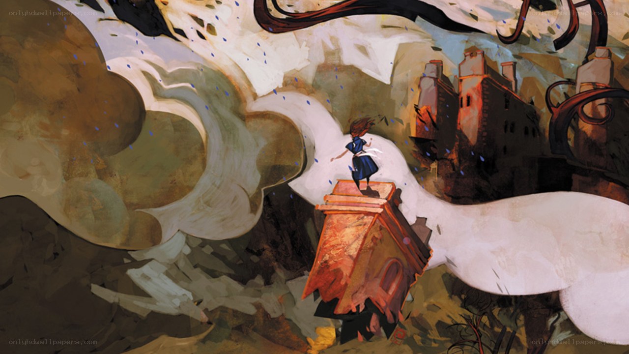 girl on a rooftop in storm