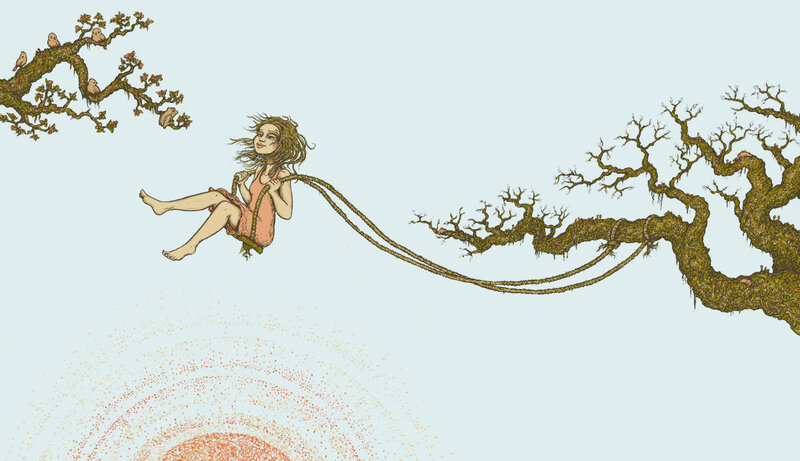 girl on a rope swing