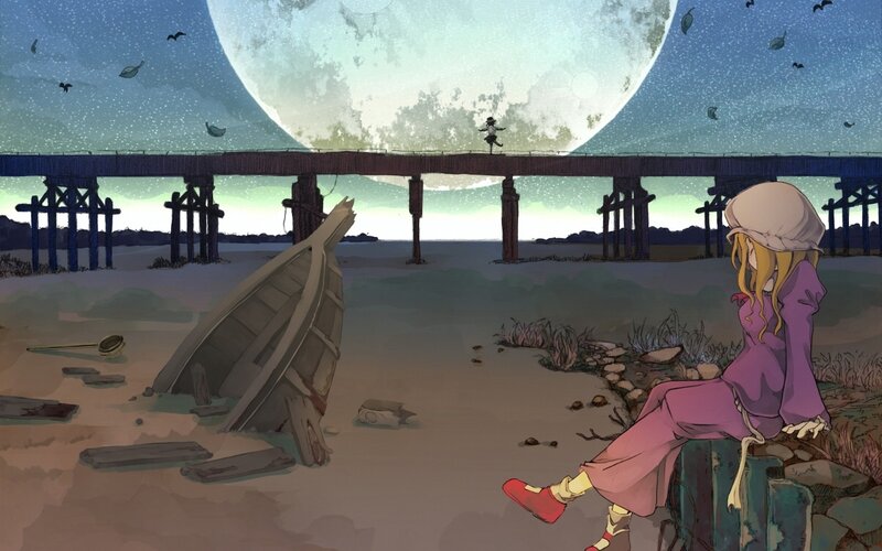 Girl on a ruined shore