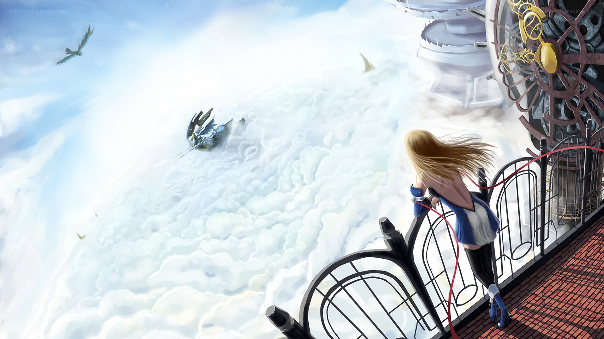 girl on a sky platform