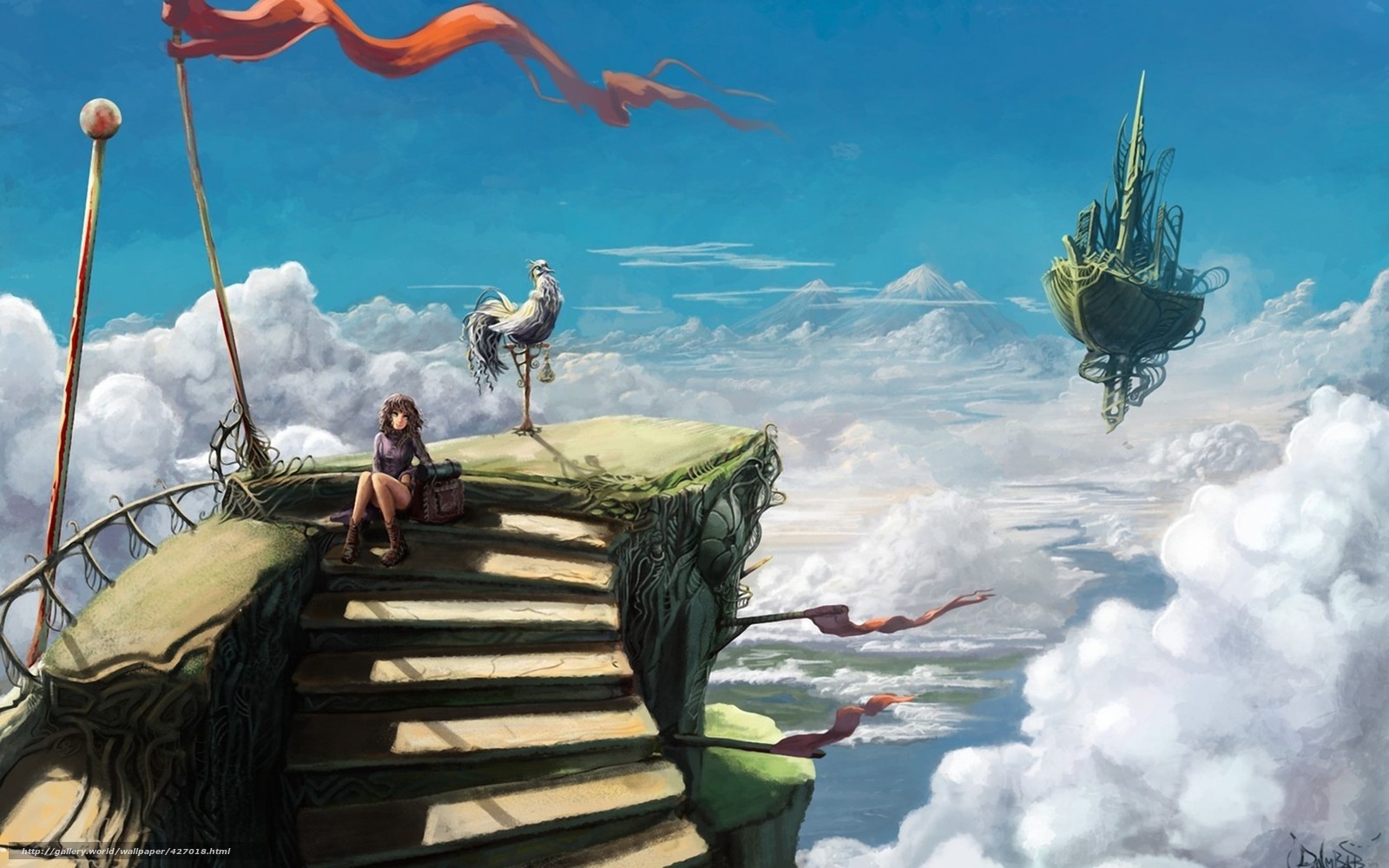 Girl on a sky platform