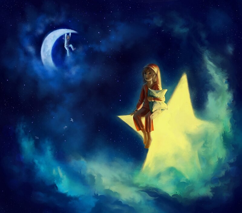 Girl on a Star — Blue