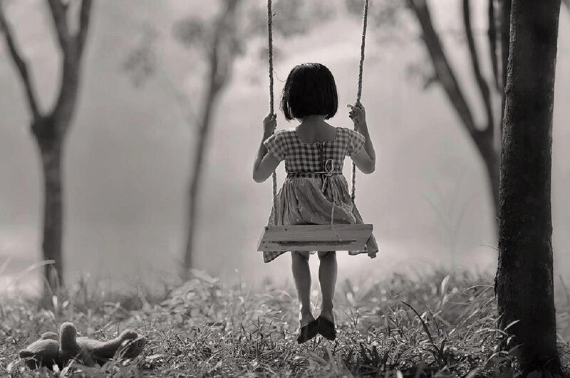 Girl on a Swing — Black
