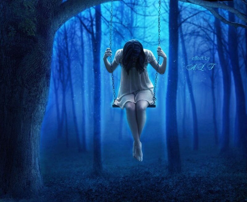 Girl on a Swing — Blue, Mysterious