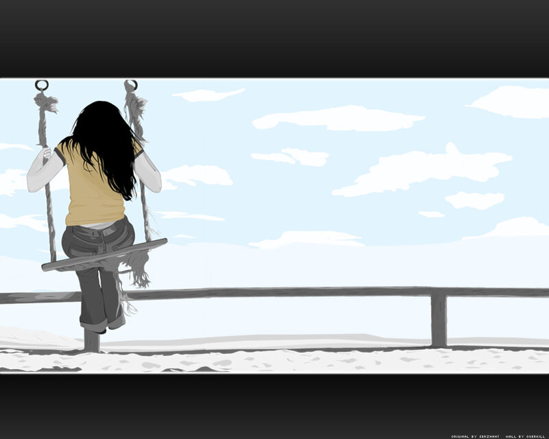 Girl on a Swing — Blue