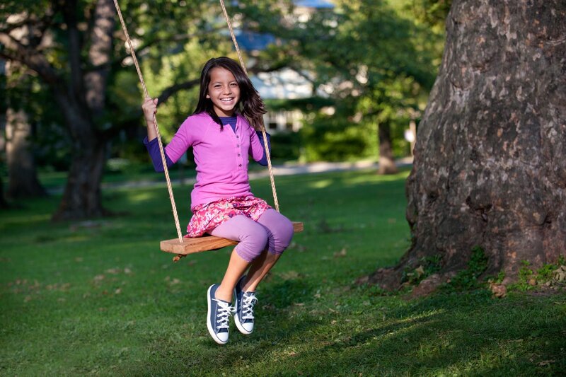 Girl on a Swing — Green, Playful