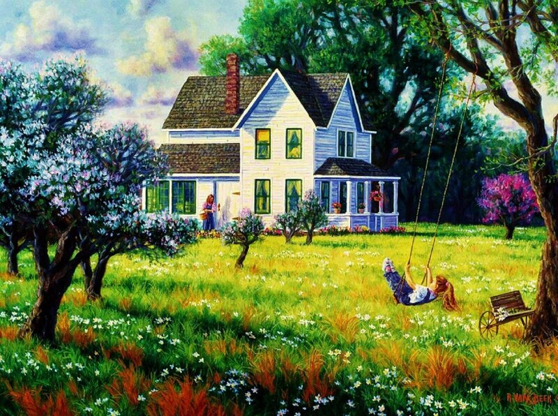Girl on a Swing — Green, Serene, Spring