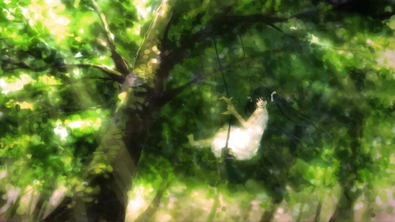 Girl on a Swing — Green