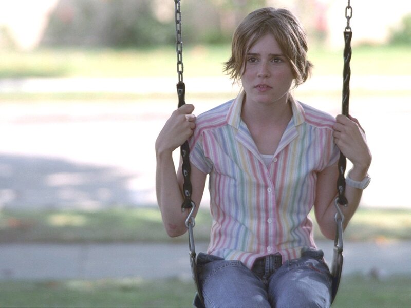Girl on a swing in park