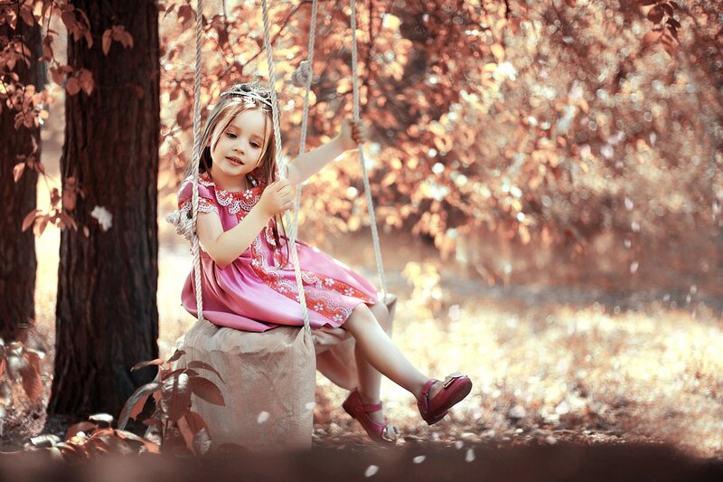 Girl on a Swing — Pink, Serene