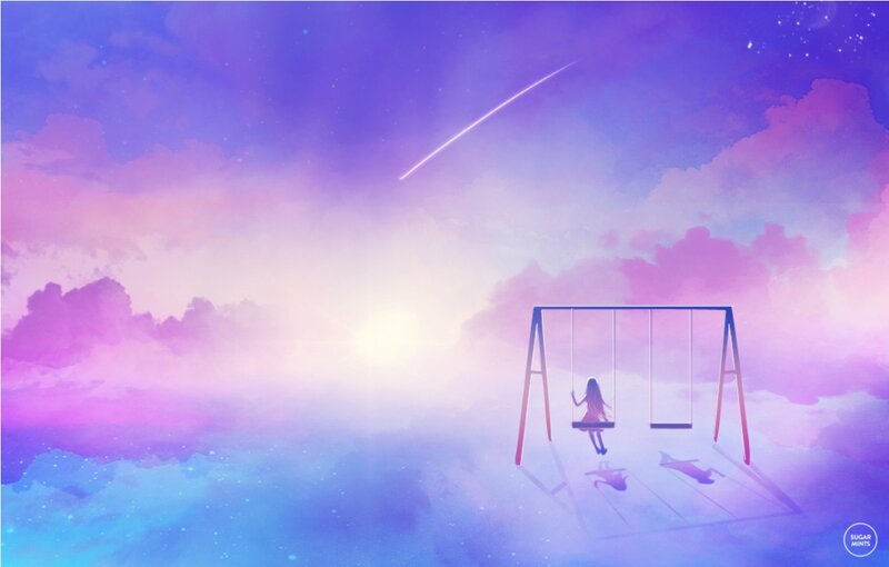 Girl on a Swing — Purple