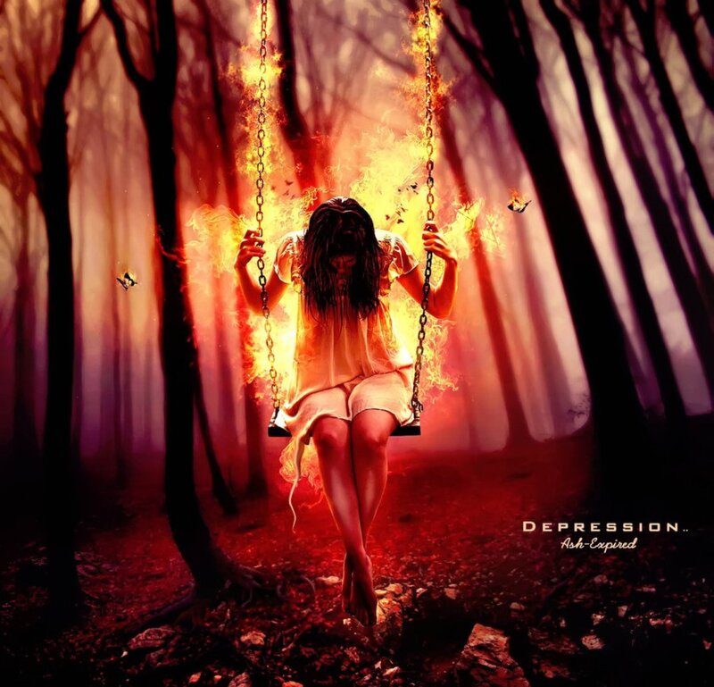 Girl on a Swing — Red, Dramatic
