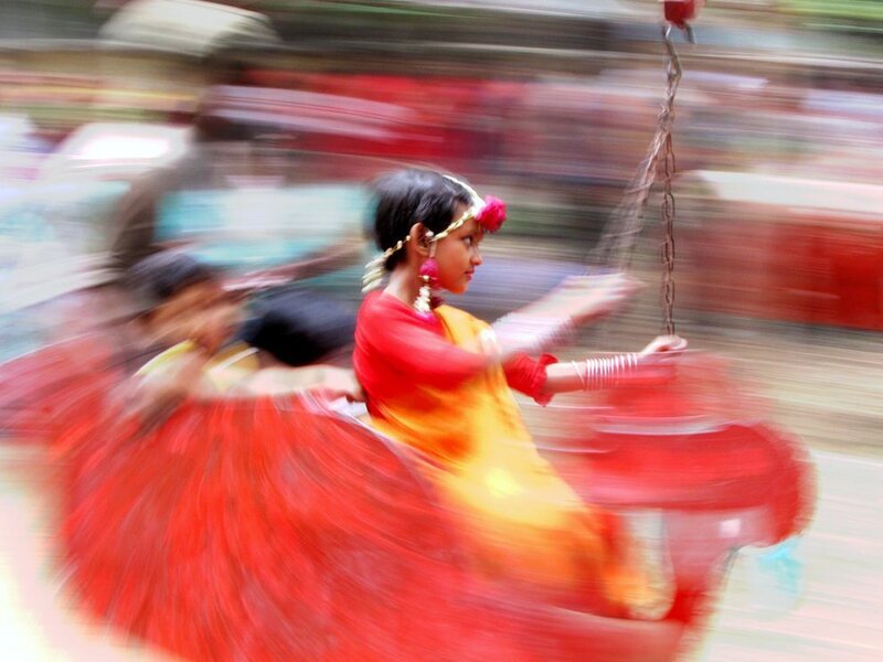 Girl on a Swing — Red