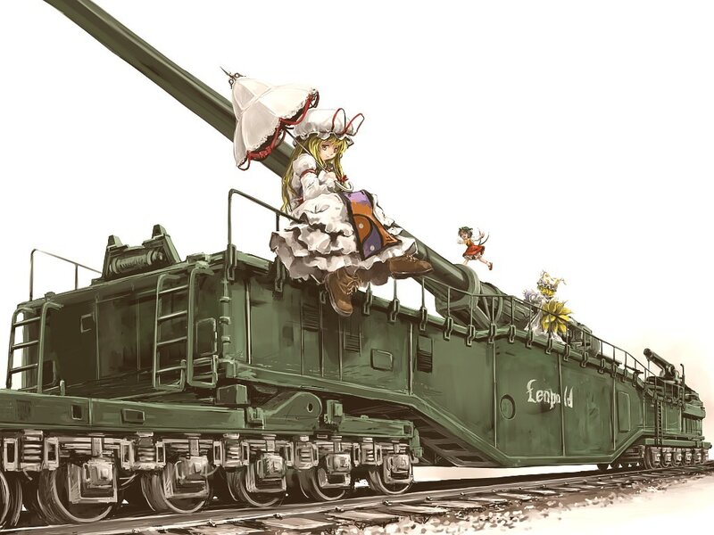 Girl on a train with cannon