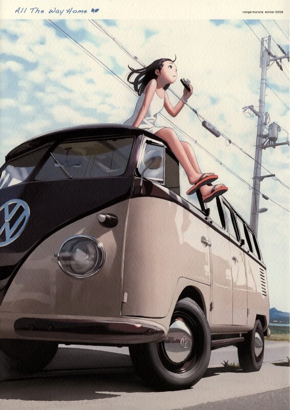 Girl on a van roof