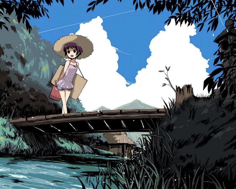Girl on a wooden bridge