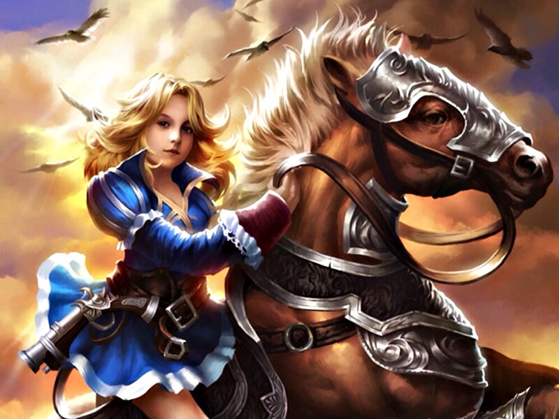 Girl on Armored Horse