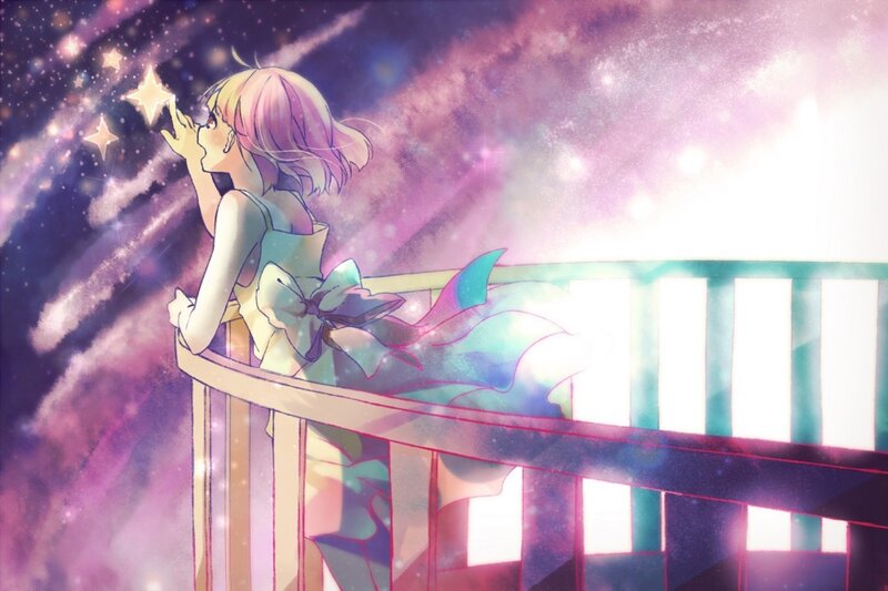 Girl on Balcony at Night — Purple