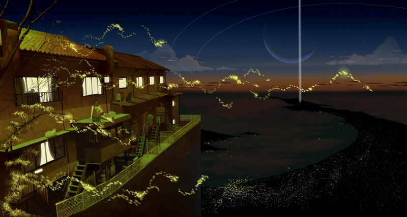 Girl on Balcony at Night