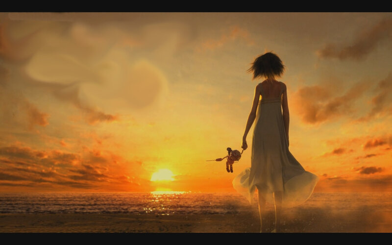 Girl on beach at sunset