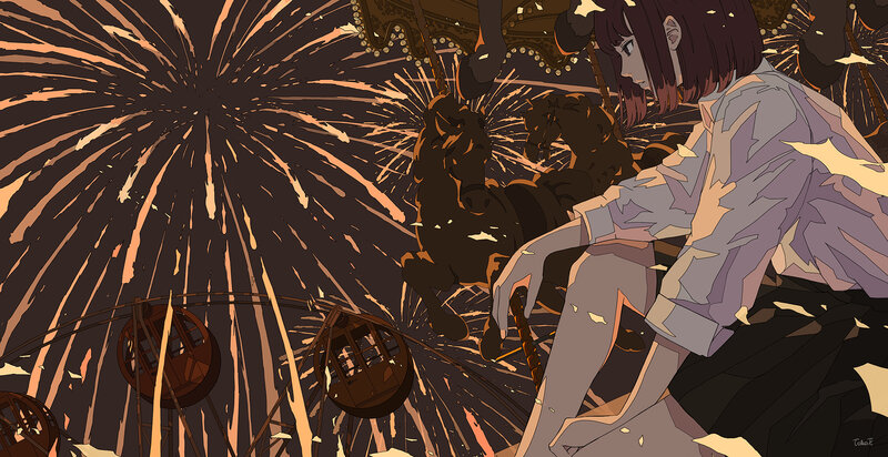 Girl on Carousel — Brown
