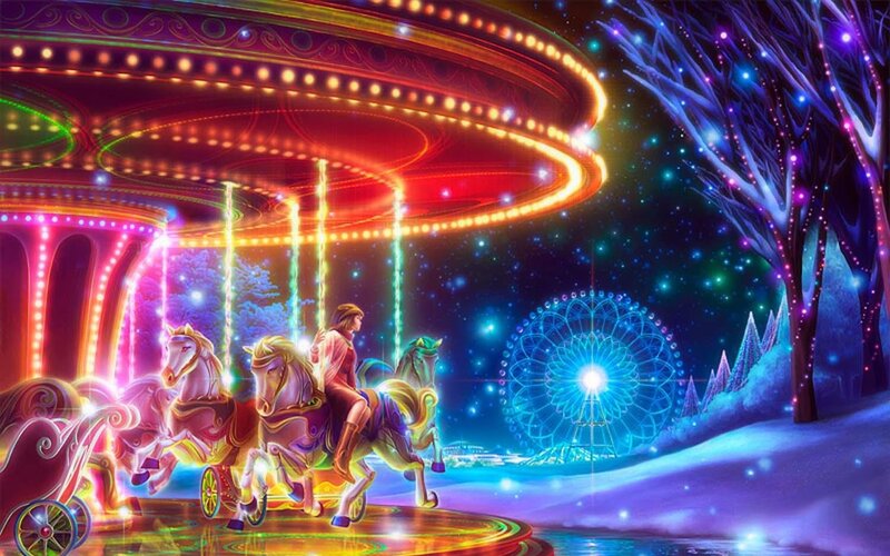 Girl on Carousel — Purple