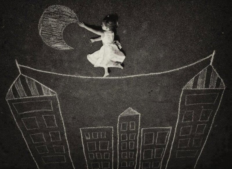 Girl on Chalk Drawing