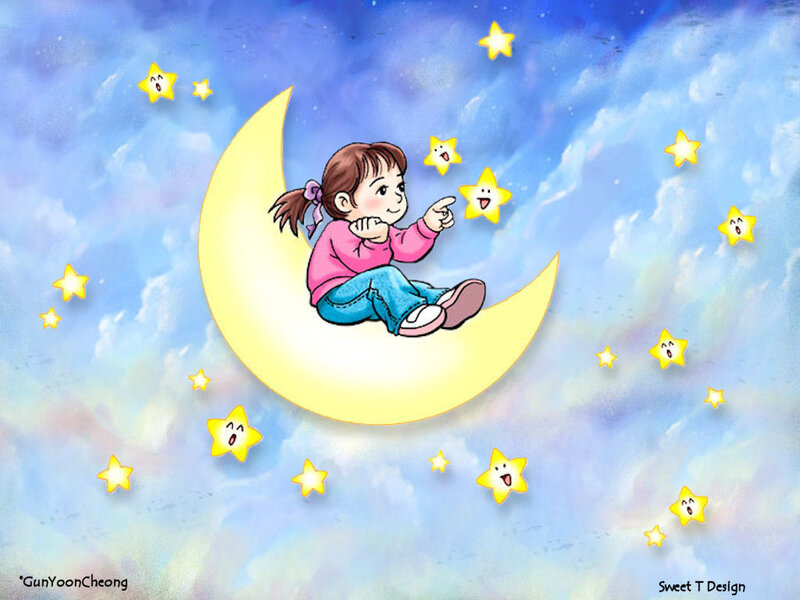 Girl on Crescent Moon