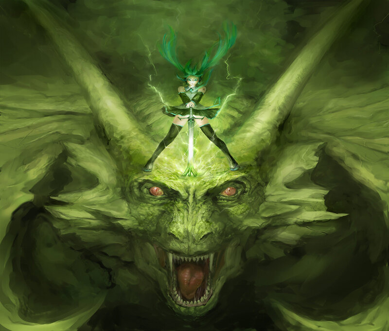 Girl on Dragon Head