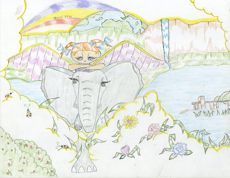 Girl on Elephant — Green