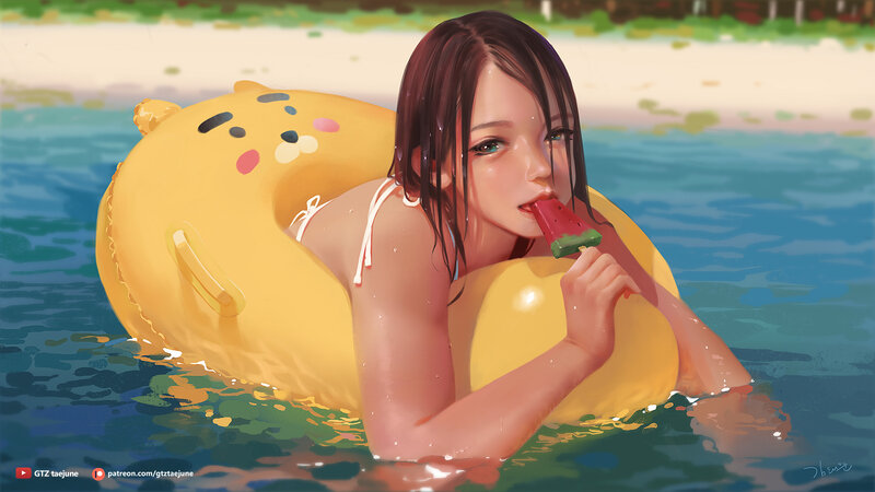 Girl on Float in Water