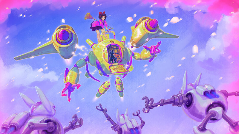 Girl on Flying Robot