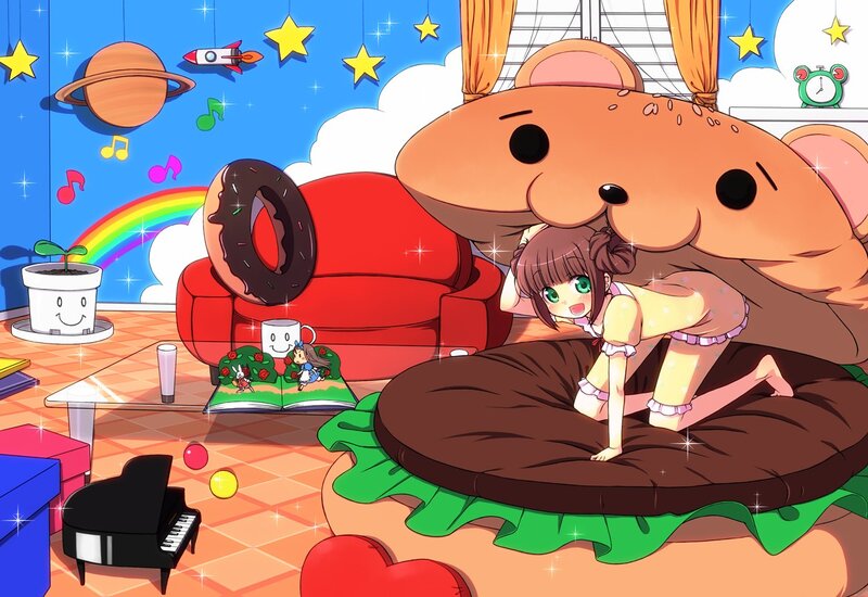 Girl on Giant Hamburger