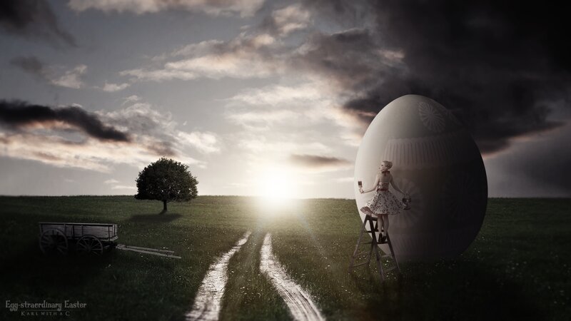Girl on Ladder with Egg