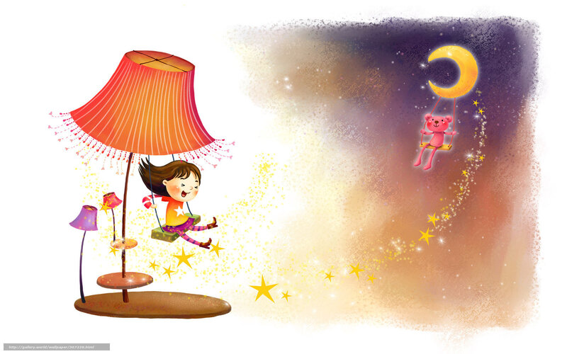 Girl on Lamp Swing