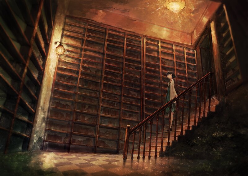 Girl on Library Stairs