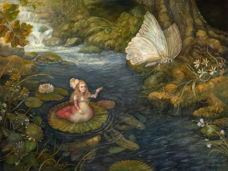 Girl on Lily Pad — Green, Serene