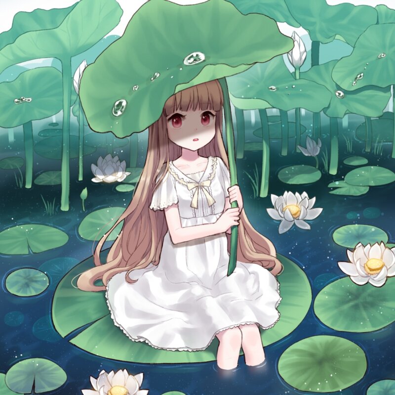 Girl on Lily Pad — Green