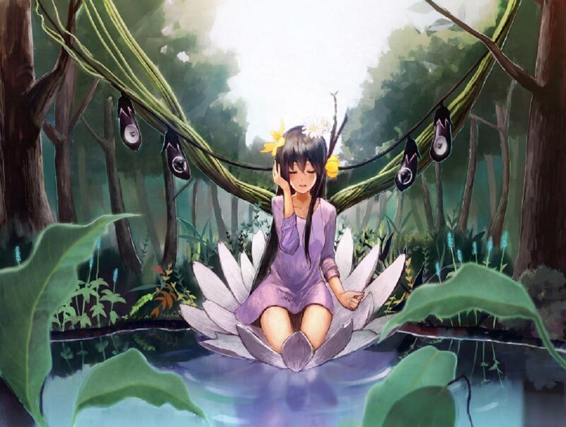 Girl on Lotus Flower — Purple