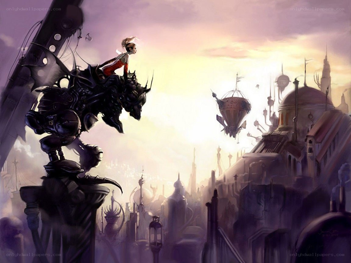 girl on mechanical creature