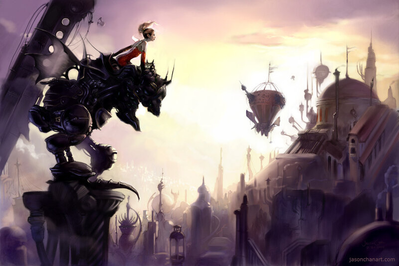 girl on mechanical creature