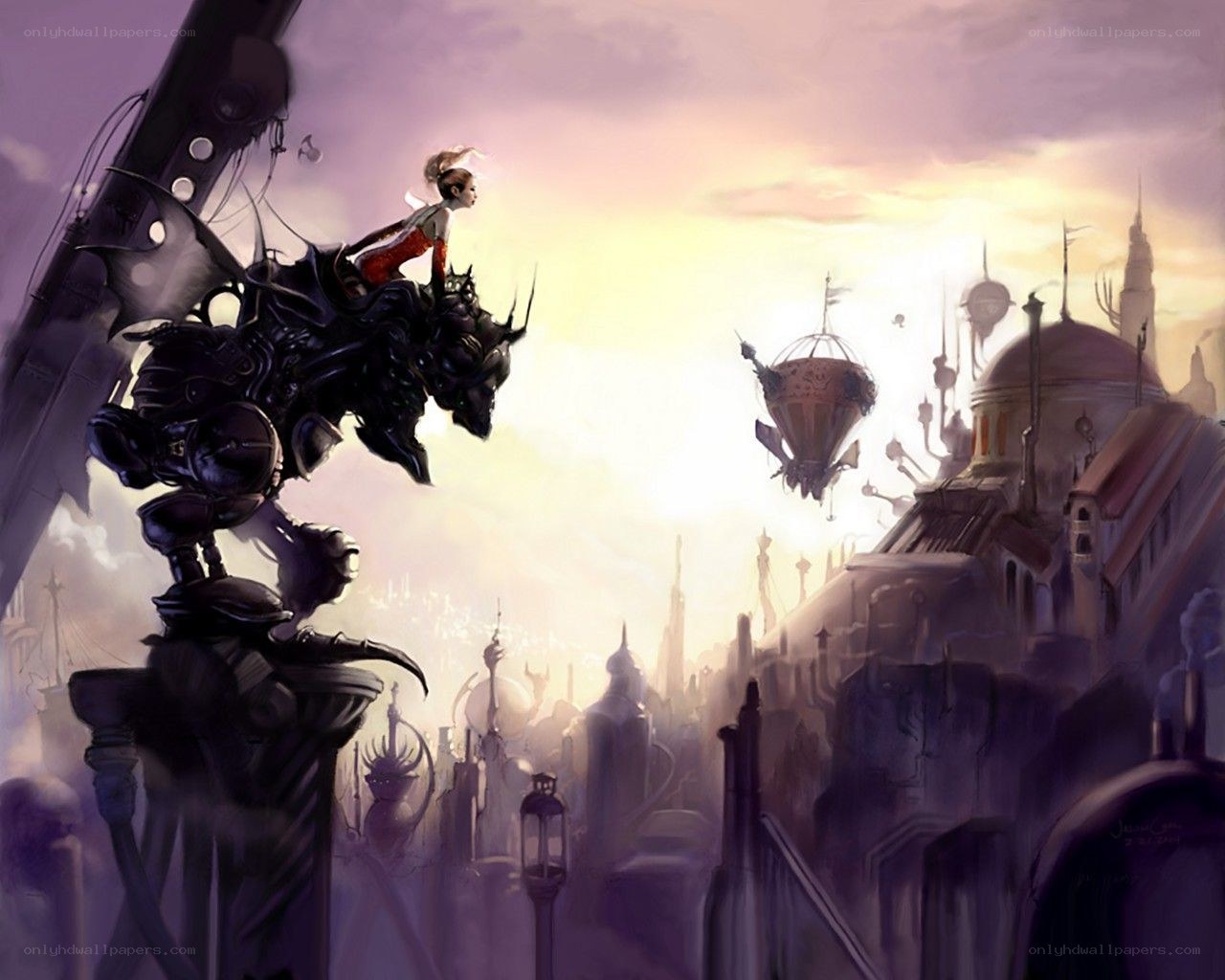 girl on mechanical creature