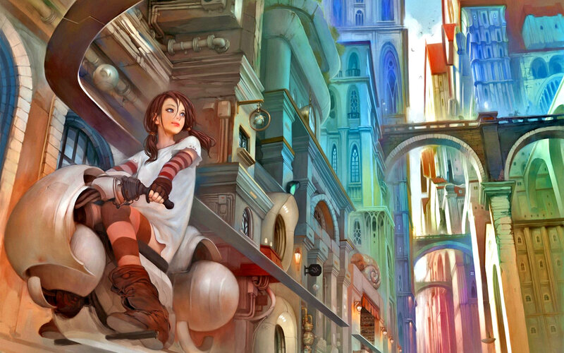 Girl on Mechanical Vehicle