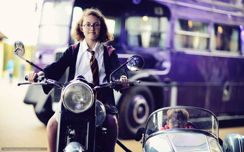Girl on Motorcycle — Purple