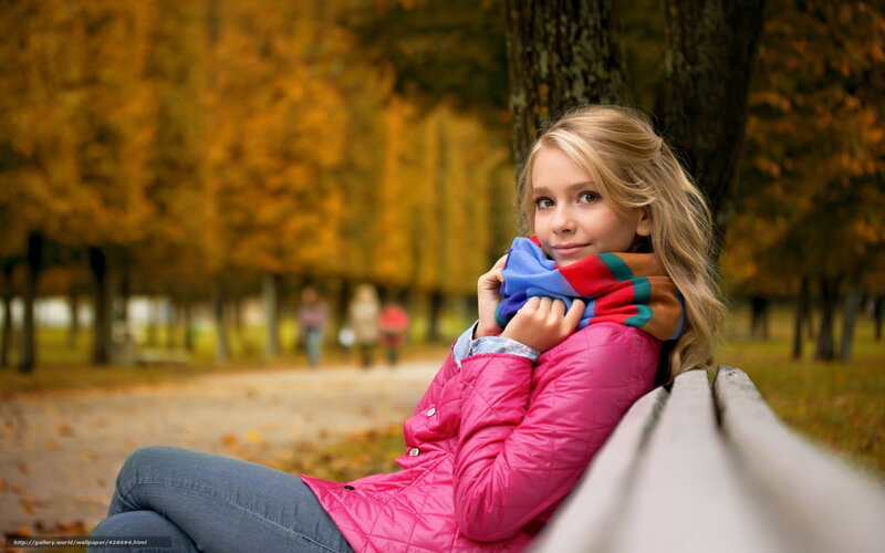 Girl on Park Bench — Pink