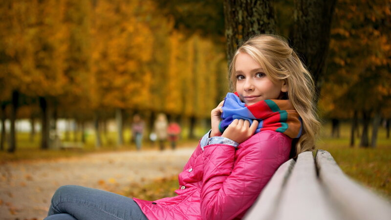 Girl on Park Bench