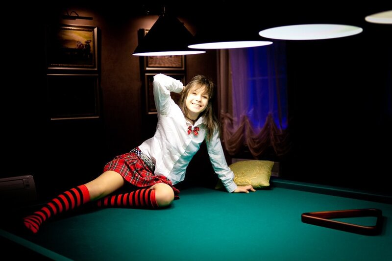 girl on pool table