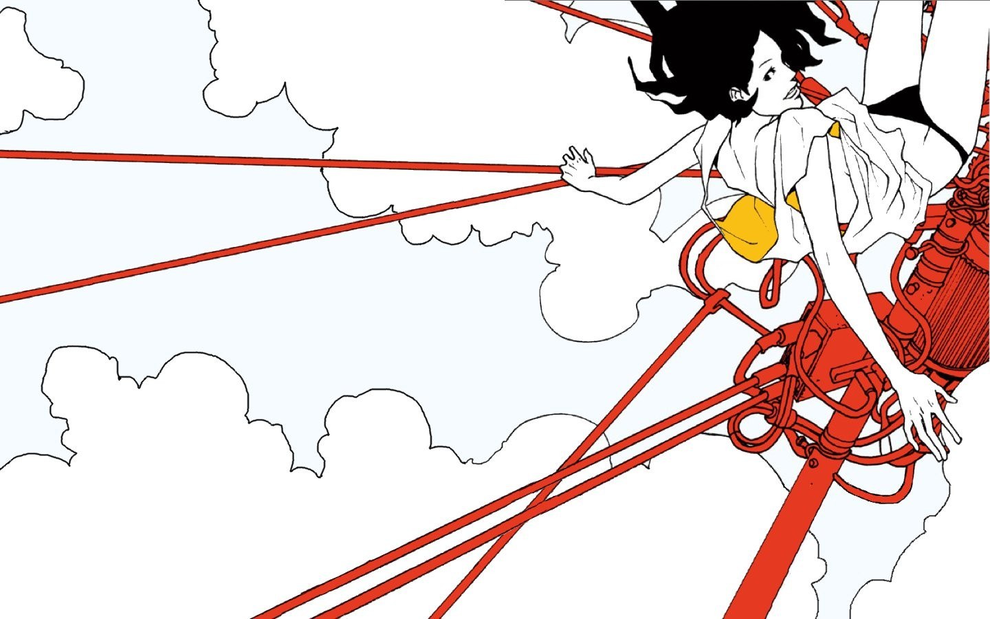girl on red mechanical structure