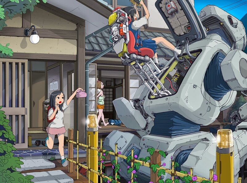 Girl on Robot Mech — Gray