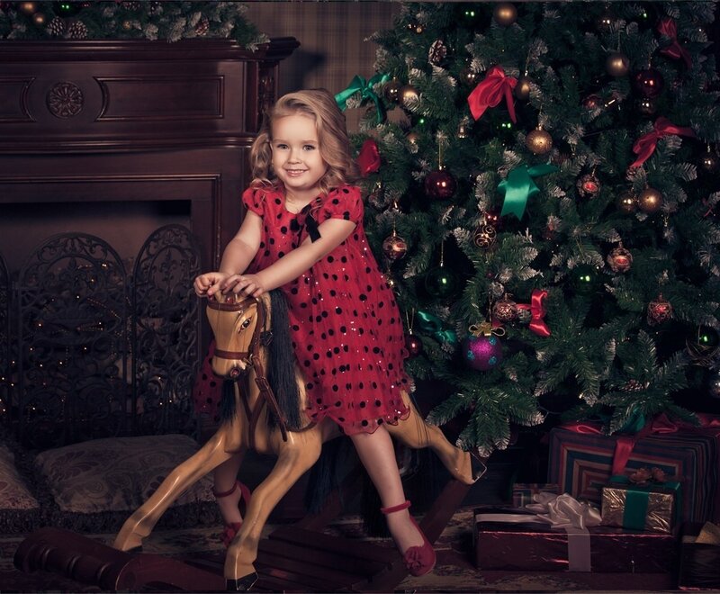 Girl on Rocking Horse — Red